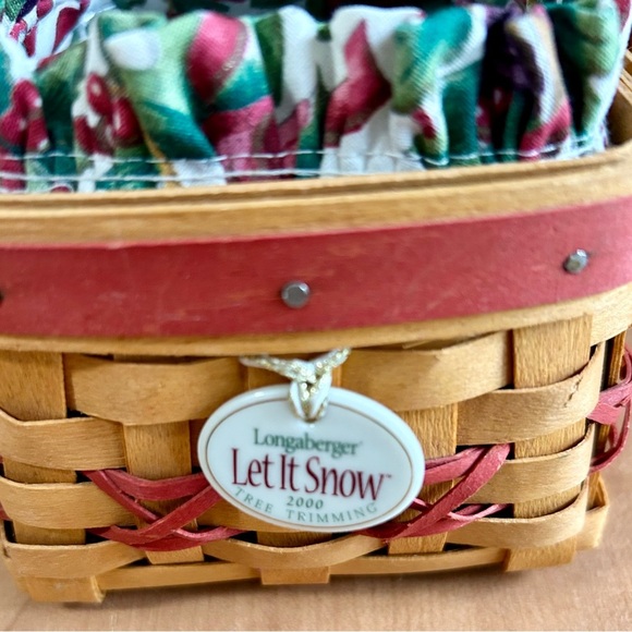 Longaberger 2000 Xmas Let it Snow basket liner/Protecter/tie tag lot of 4 pc set - Picture 3 of 6